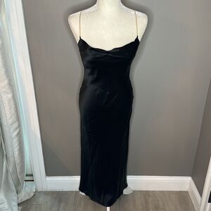 Hugo Buscati Collection maxi Silk Dress with gold chain detail size 4